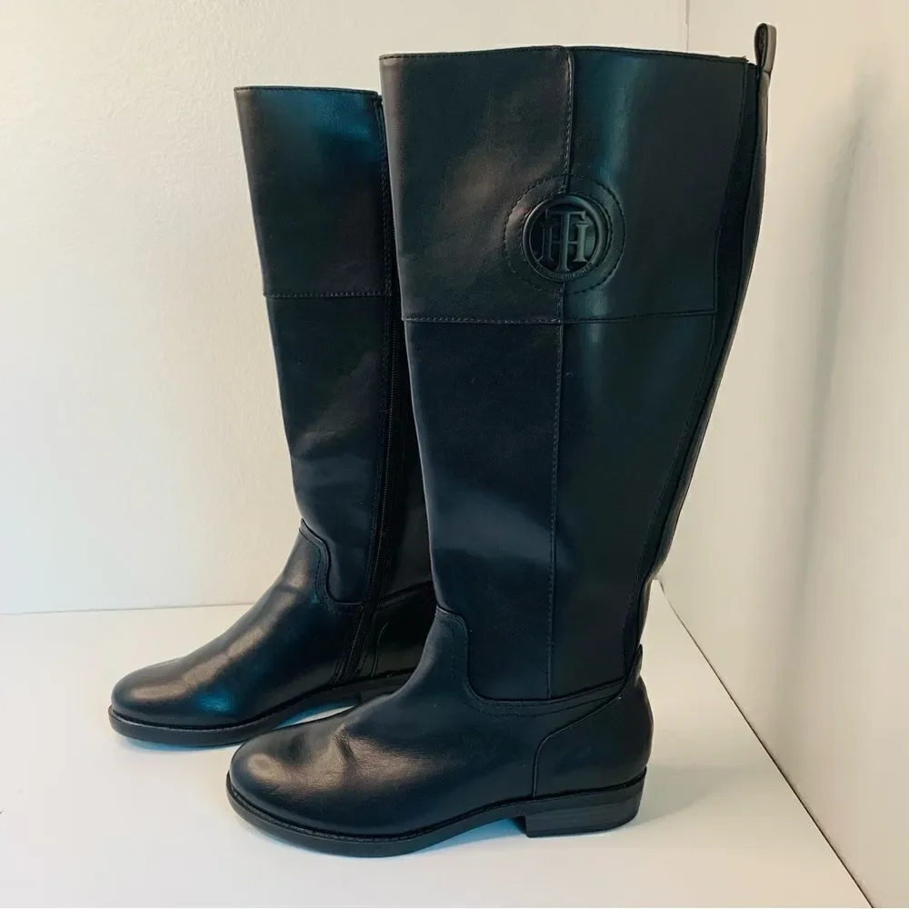 Tommy Hilfiger Tall Black Leather‎ Wide Calf Boots
